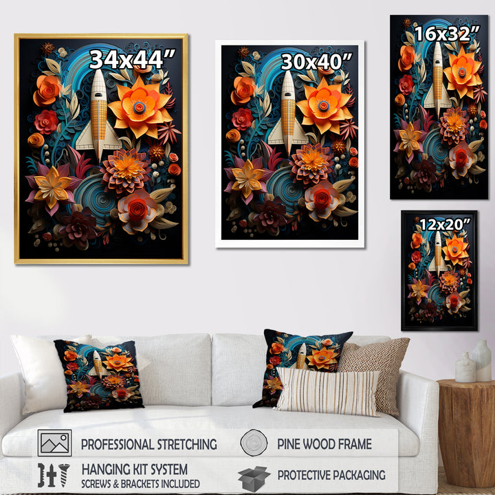 A Surrealism Space Shuttle Launch - Rocketship Canvas Wall Art