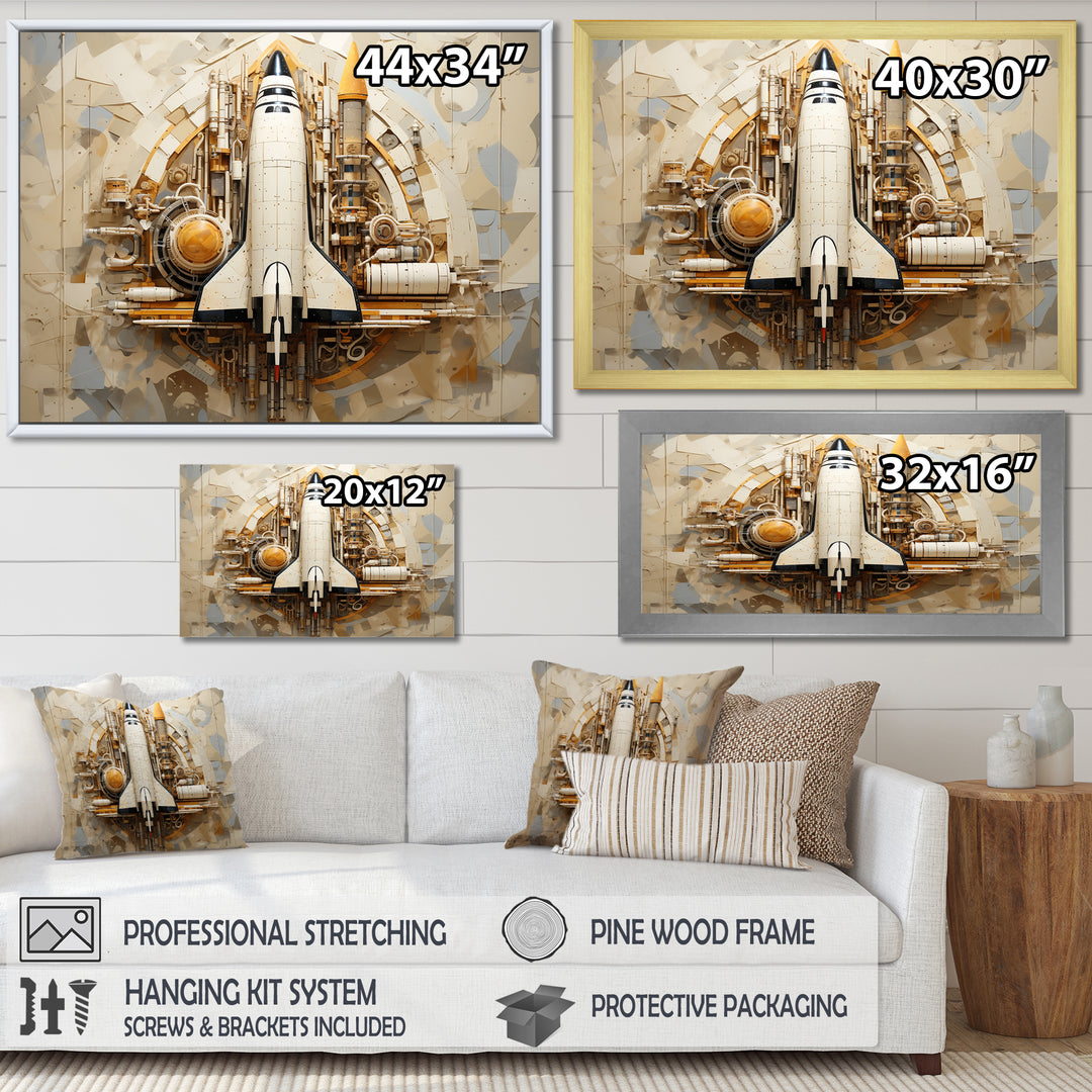 Vintage Cosmic Space Shuttle Voyage - Rocketship Canvas Wall Art