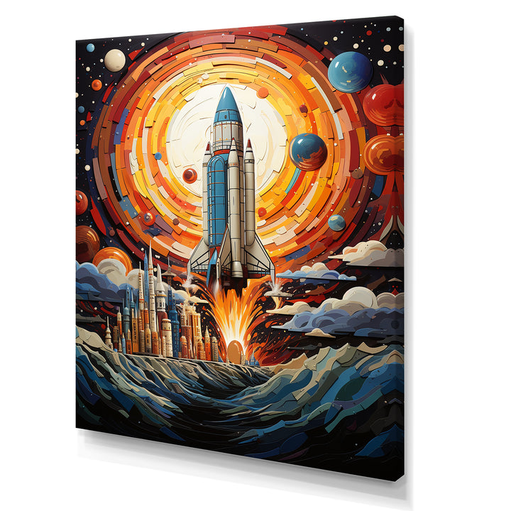 Moon Space Shuttle Blaze - Rocketship Canvas Wall Art
