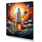 Moon Space Shuttle Blaze - Rocketship Canvas Wall Art