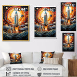 Moon Space Shuttle Blaze - Rocketship Canvas Wall Art
