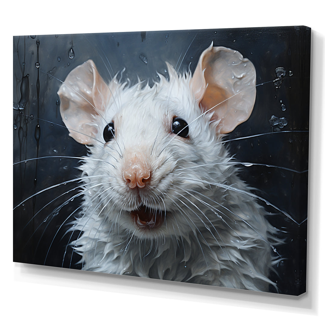 White Squeaky Rodent Painting - Rodent Canvas Wall Art