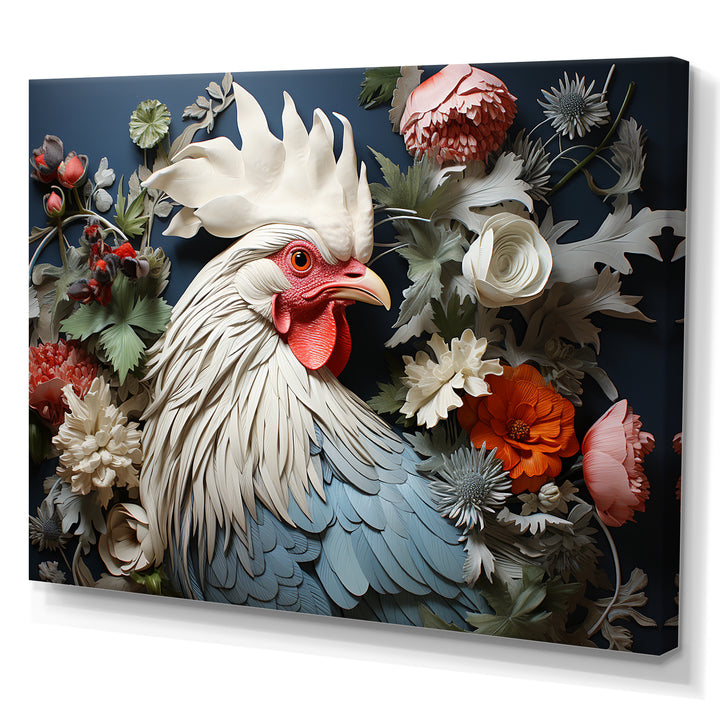 Loyal Flower Rooster Portrait - Rooster Wall Art Prints