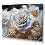 White And Gold Rose Passion - Floral Canvas Wall Art