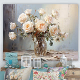 Roses Farmhouse Still Life - Floral Canvas Wall Art