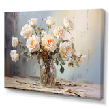 Roses Farmhouse Still Life - Floral Canvas Wall Art