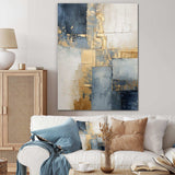 Blue And Gold Minimalism Scandinavian - Landscapes Canvas Wall Art