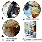 Blue Urban Scooter Vibes - Scooter Canvas Wall Art