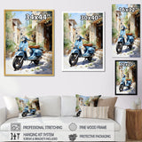 Blue Urban Scooter Vibes - Scooter Canvas Wall Art