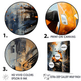 Orange Urban Scooter Vibes - Scooter Canvas Wall Art