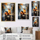 Orange Urban Scooter Vibes - Scooter Canvas Wall Art
