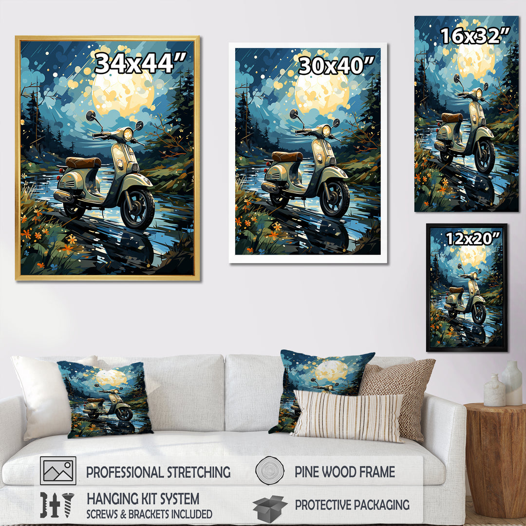 Urban Nightly Scooter Vibes - Scooter Canvas Wall Art