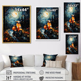 Night Streets And Scooters - Scooter Canvas Wall Art