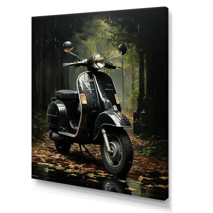Forest Path And Scooters - Scooter Canvas Wall Art