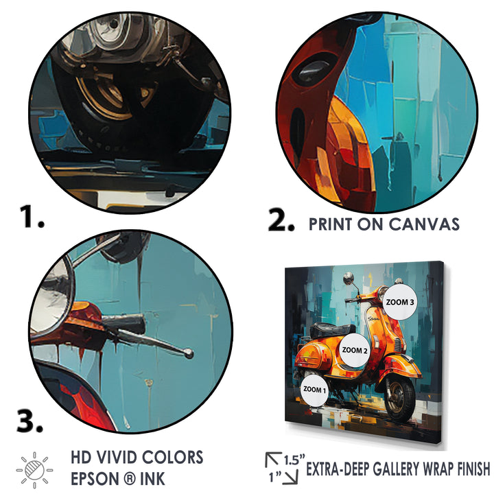 Pop Art Scooter Commute - Scooter Canvas Wall Art