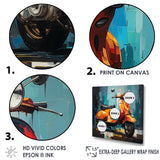 Pop Art Scooter Commute - Scooter Canvas Wall Art