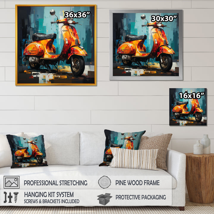 Pop Art Scooter Commute - Scooter Canvas Wall Art