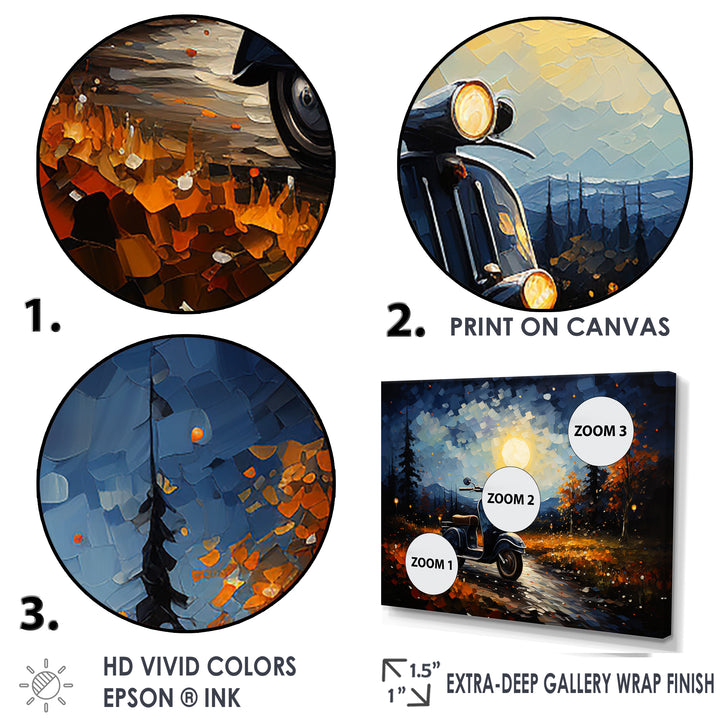 Scooter Night Exploration - Scooter Canvas Wall Art