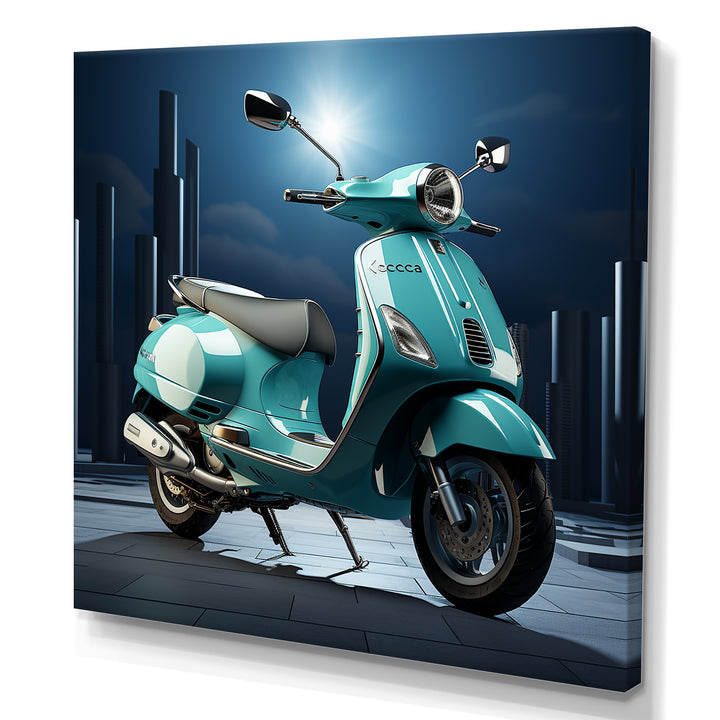 Vintage Vibrant Scooter - Scooter Canvas Wall Art