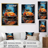 Beetle Car In The Cityscape - Car Vintage Canvas Wall Art