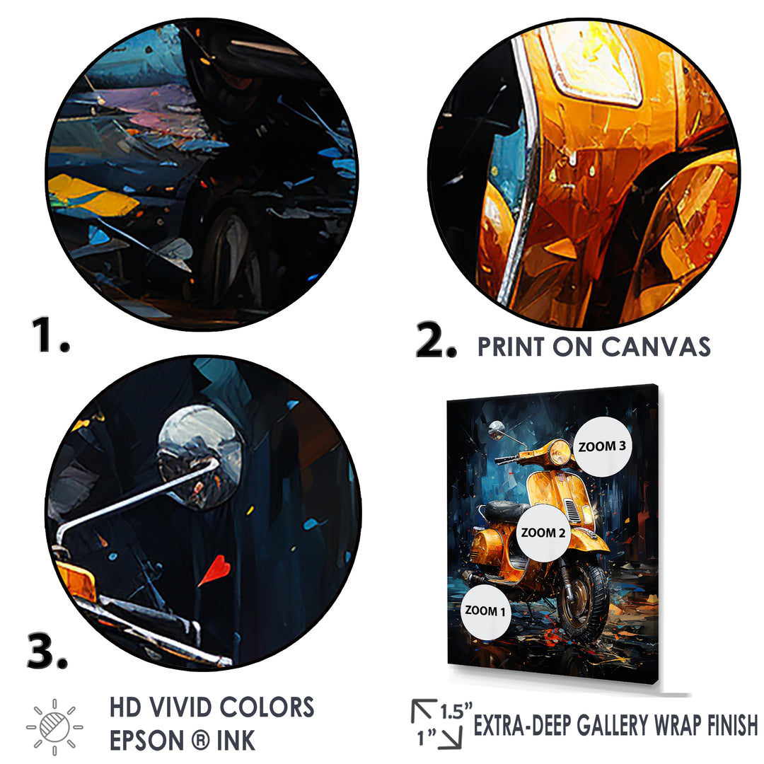 Scooter Serenity Nightly City - Scooter Canvas Wall Art