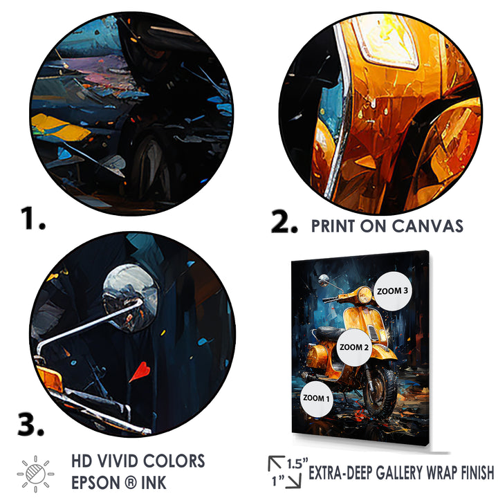 Scooter Serenity Nightly City - Scooter Canvas Wall Art