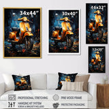 Scooter Serenity Nightly City - Scooter Canvas Wall Art
