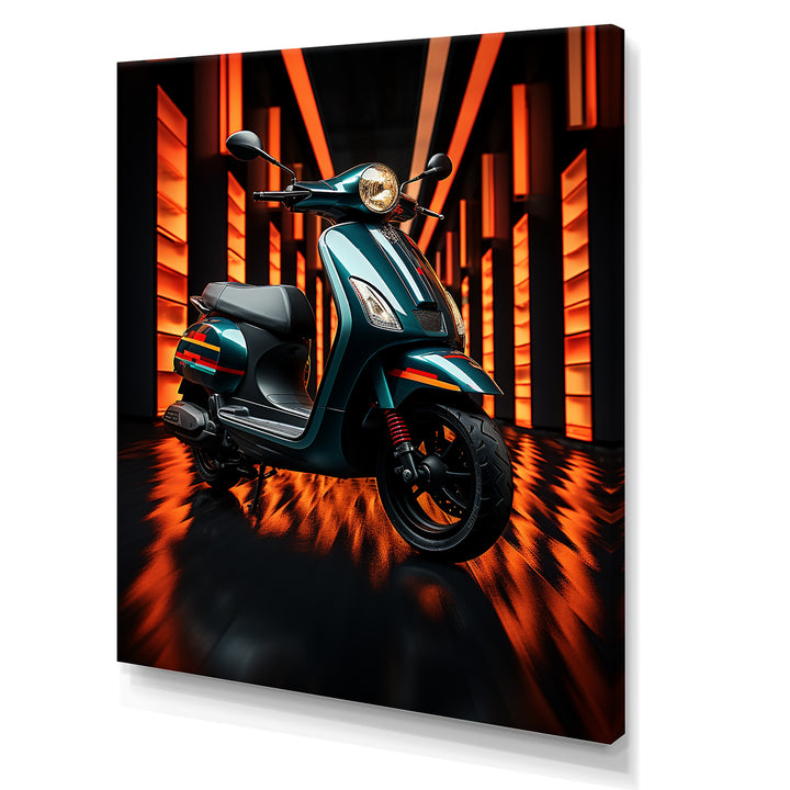 Scooter Serenity Neon Lights - Scooter Canvas Wall Art