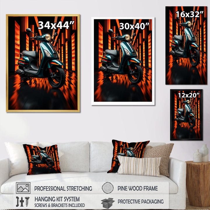 Scooter Serenity Neon Lights - Scooter Canvas Wall Art