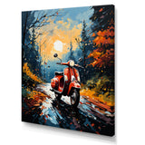 Riding Scooter In The Country Autumn - Scooter Canvas Wall Art