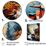 Riding Scooter In The Country Autumn - Scooter Canvas Wall Art
