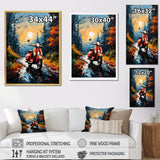 Riding Scooter In The Country Autumn - Scooter Canvas Wall Art