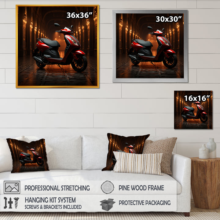 Edgy Scooter Hallway Odyssey - Scooter Canvas Wall Art