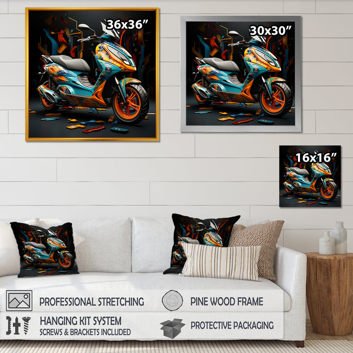 Geometric Scooter Journey - Scooter Canvas Wall Art
