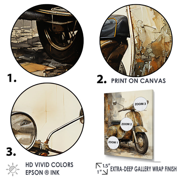 Vintage Scooter Ride - Scooter Canvas Wall Art