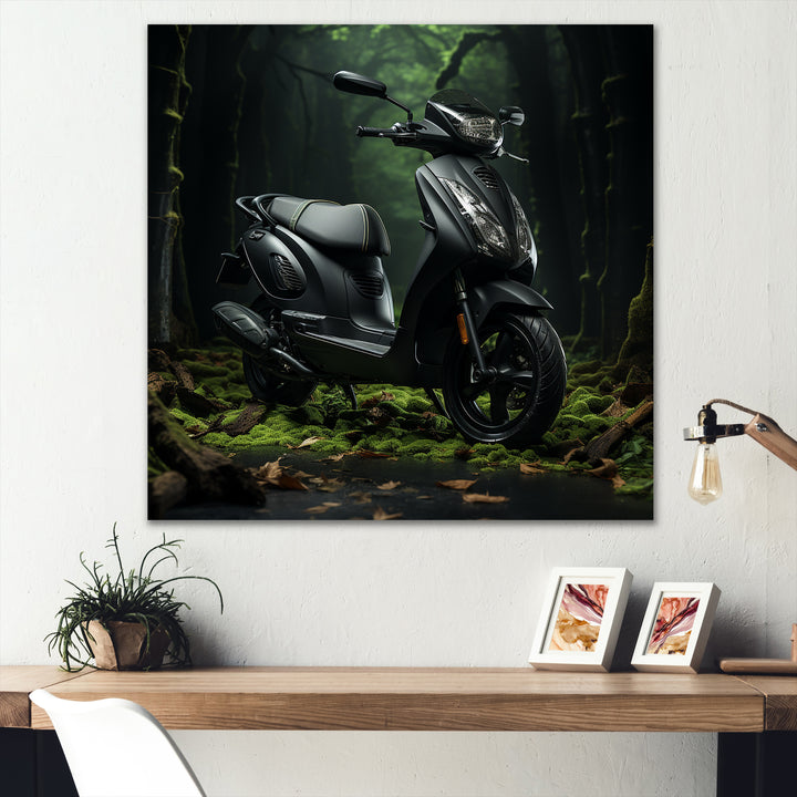 Scooter Serenity Forest Adventure - Scooter Canvas Wall Art