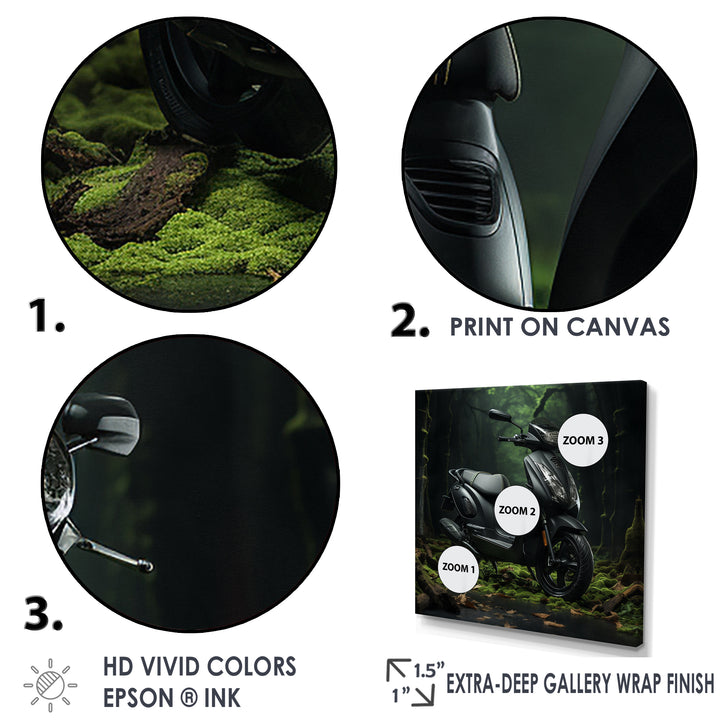 Scooter Serenity Forest Adventure - Scooter Canvas Wall Art