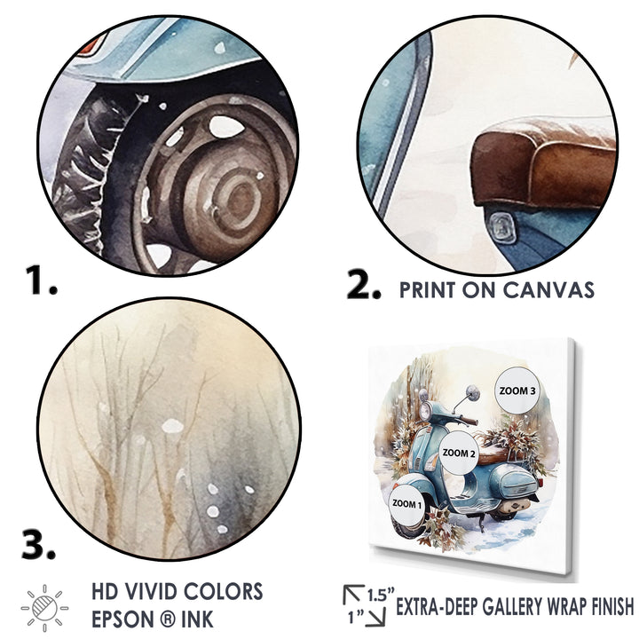 Scooter Charm In Winter - Scooter Canvas Wall Art