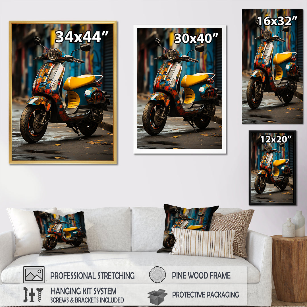 Urban Scooter Street Art - Scooter Canvas Wall Art