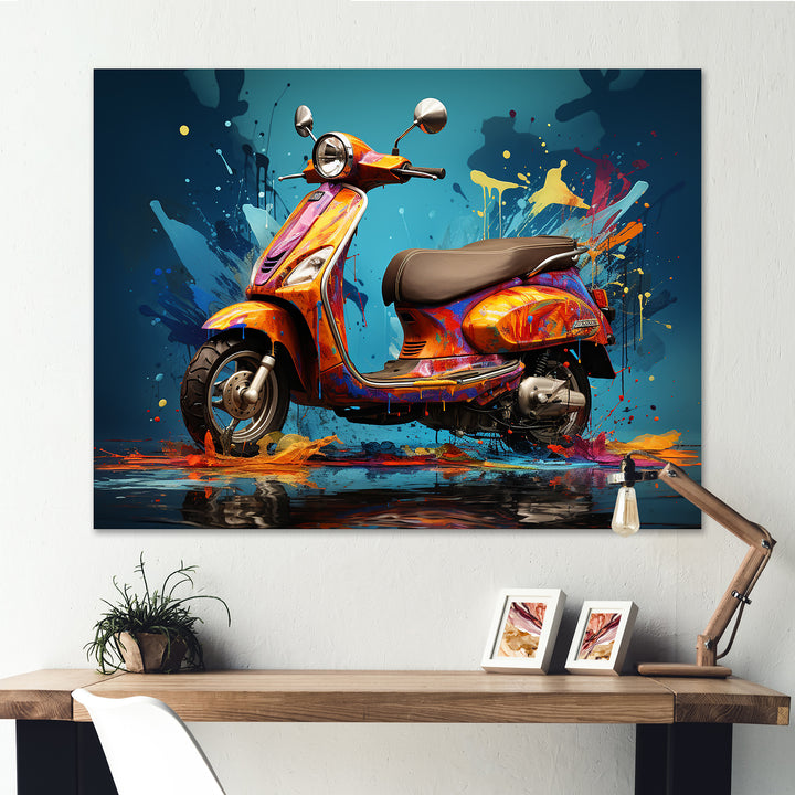 Graffiti Scooter Delight - Scooter Canvas Wall Art