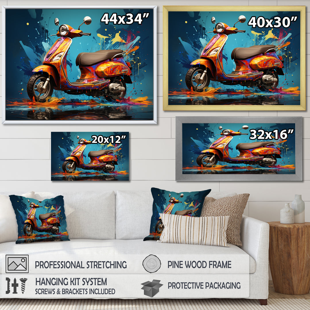 Graffiti Scooter Delight - Scooter Canvas Wall Art