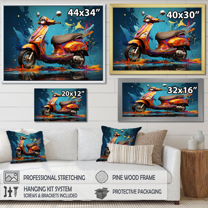 Graffiti Scooter Delight - Scooter Canvas Wall Art