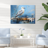 White And Blue Seagull Tranquility - White Seagull Wall Art