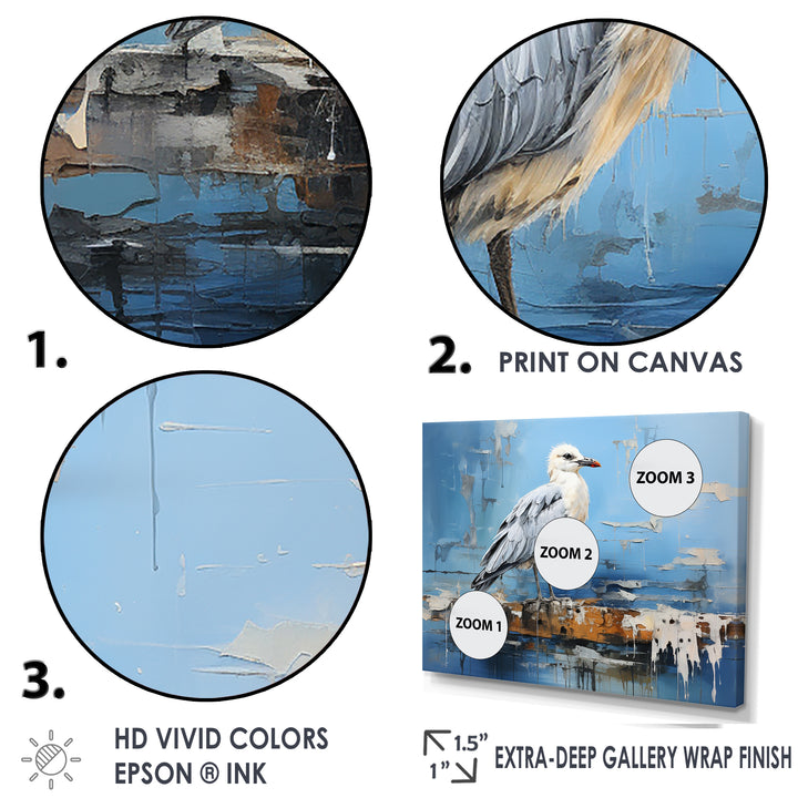 White And Blue Seagull Tranquility - White Seagull Wall Art