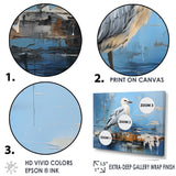 White And Blue Seagull Tranquility - White Seagull Wall Art