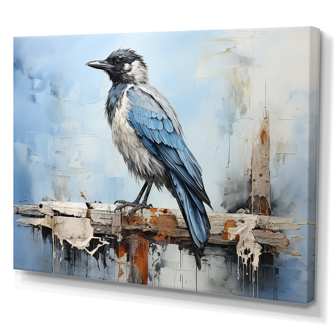 Grey And Blue Majestic Bird - Bird Framed Canvas Art
