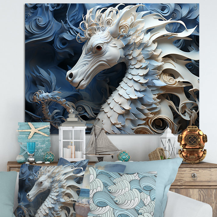 Underwater Seahorse Elegance - Seahorse Living Room Wall Art