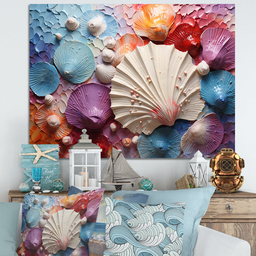 Coastal Seashell Tranquility - Multi-Color Seashell Wall Art