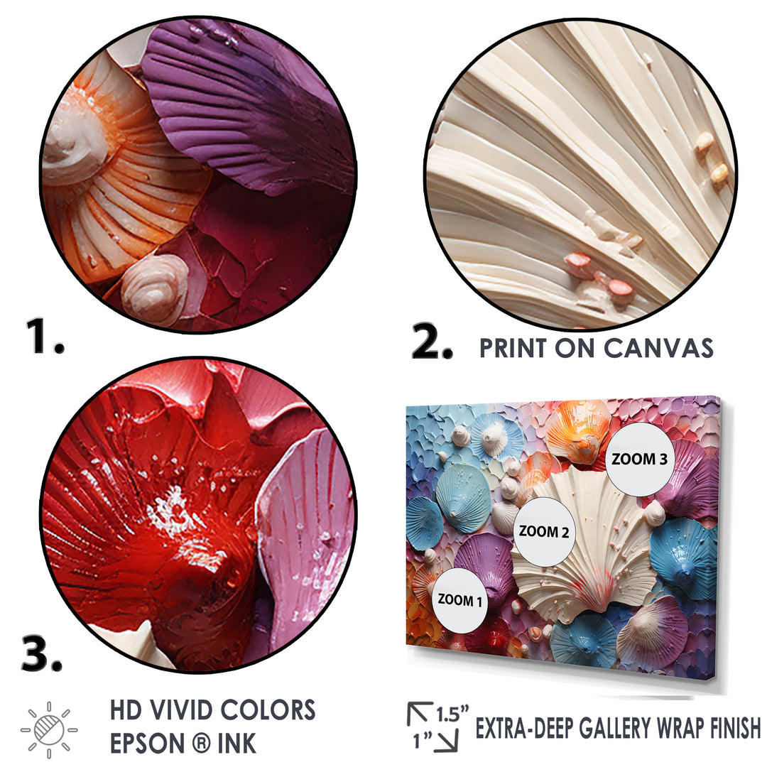 Coastal Seashell Tranquility - Multi-Color Seashell Wall Art