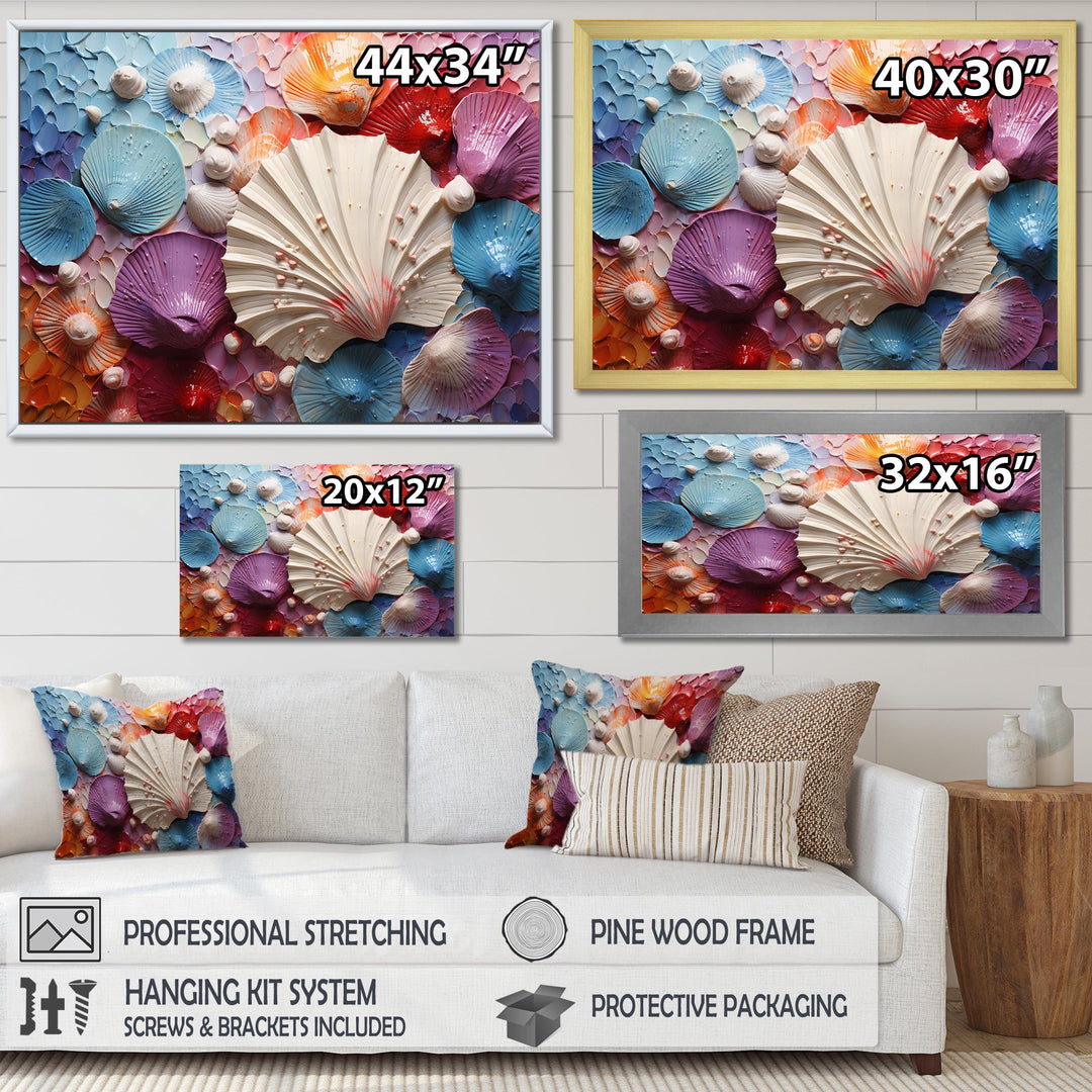 Coastal Seashell Tranquility - Multi-Color Seashell Wall Art